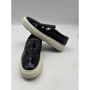 Tory Burch Ladybug PATENT LEATHER Woman Slip-On Sneaker Size 13 Black